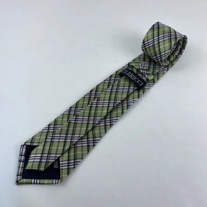 Clericci Men’s Neck Tie Green / White Plaid Striped Polyester Dressy Clothing - Picture 1 of 6