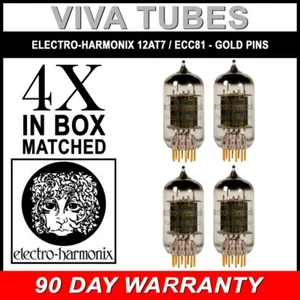 New Gain Matched Quad (4) Electro-Harmonix 12AT7 ECC81 Gold Pin Vacuum Tubes - Picture 1 of 1