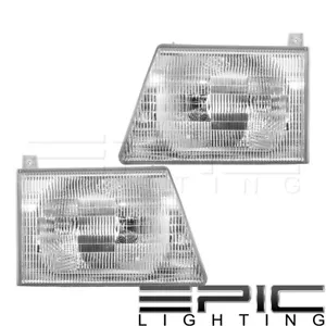 Headlights for 1997-2007 FORD ECONOLINE VAN E150 E250 E350 - Left Right Pair - Picture 1 of 2
