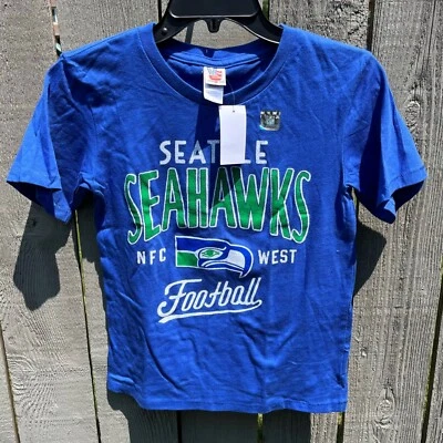 Seattle Seahawks Fútbol Niños Camiseta Azul Grande Comida Chatarra Marca NFL Gráfico Foto 1 de 3