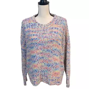CeCe pastellfarbener mehrfarbiger kuscheliger schulterfreier Pullover Large - Bild 1 von 7