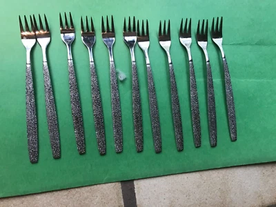 Vintage Ecko Eterna Stainless Steel Cocktail/Shrimp Fork 3 prong Lot of (11) - Image 1 of 4