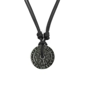 Adjustable Rune Round Pendant Necklace Ethnic Clavicle Chain Unisex Jewelry - Picture 1 of 8