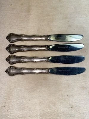 4 cubiertos con mango de plata de ley - cuchillos Stieff Carrollton de 6 pulgadas Foto 1 de 4