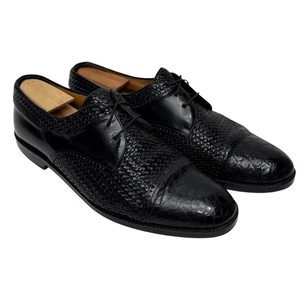 MEZLAN Salinas Crocodile Gator scarpa Oxford intrecciata nera uomo 13 M - Foto 1 di 18