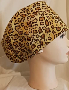Leopard Pattern, Euro Style Scrub Cap, Adjustable Elastic with Toggle. - Picture 1 of 3