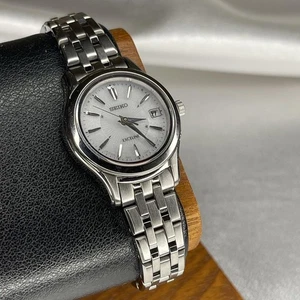 SEIKO EXCELINE 1B22 Solar Radio Controlled Watch Sapphire Glass Silver Tone - Picture 1 of 12