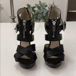 Michael Kors Lucinda schwarze Plateau-Sandalen mit Reißverschluss hinten – Größe 5,5 - Bild 1 von 16