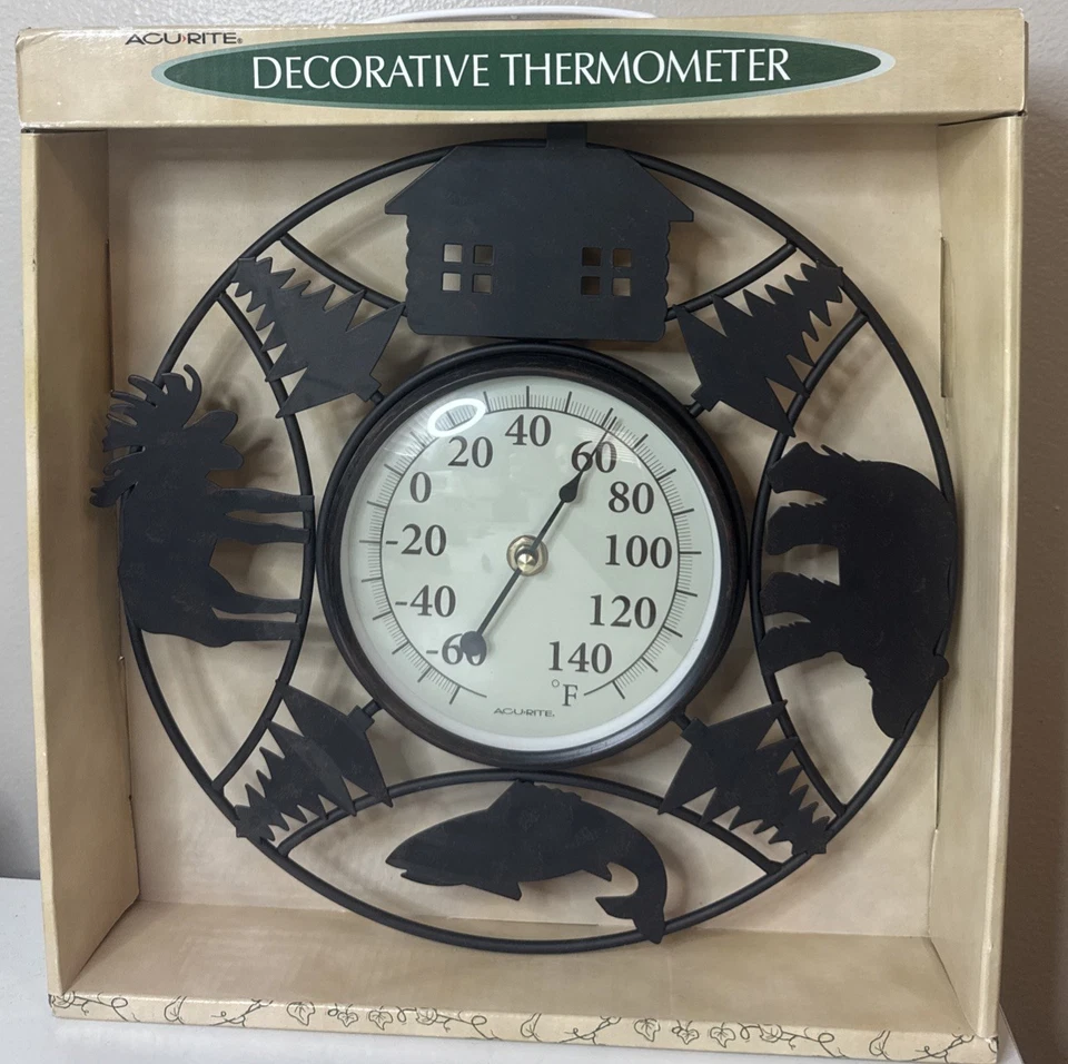Termómetro decorativo interior/exterior Acurite cabina rústica tema naturaleza nuevo en caja Foto 1 de 2