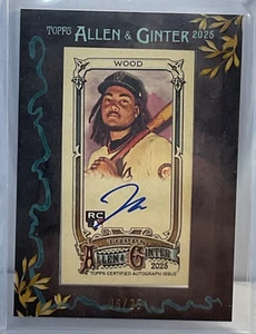 2025 TOPPS ALLEN & GINTER JAMES WOOD AUTO #/25 MINI FRAMED RC NATIONALS - Picture 1 of 2