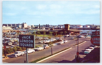 c1950s Oakland California Jack London Square Aerial View Seafood Writer Vtg Cars - Image 1 of 2