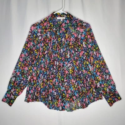 Топ женский Milly Beth 2 большого размера многоцветный плиссированный цветочный шифоновый с длинным рукавом - Изображение 1 из 4