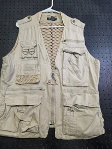 Humvee Safari Vest Photo Fishing Hunting Khaki Beige Mens Large - Picture 1 of 7