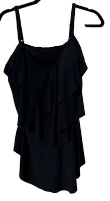 Tankini verde agua para mujer talla 18W negro con volantes ajustable Foto 1 de 2