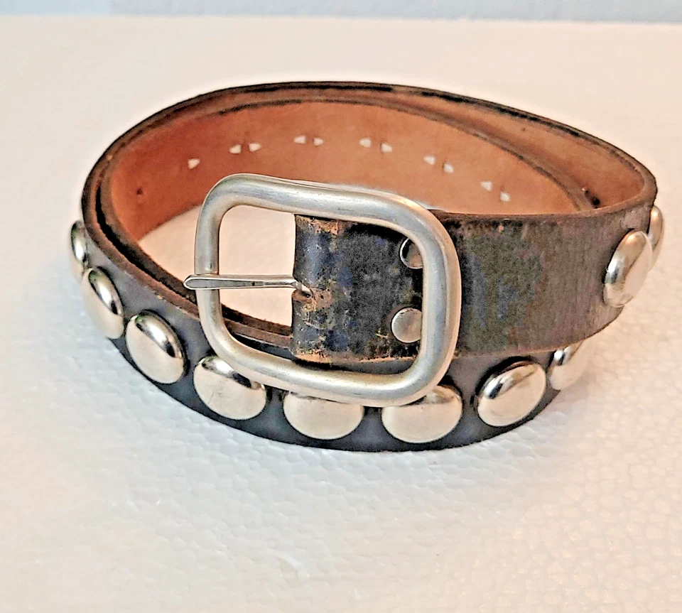 Cinturón de cuero tachonado vintage años 80 motocicleta cuero de vaca motociclista punk negro 31-36 Foto 1 de 4