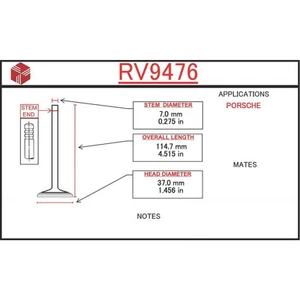 ITM Engine Components RV9476 Engine Intake Valve For 87-89 Porsche 928 - Picture 1 of 5