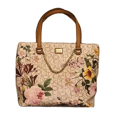 CALVIN KLEIN LARGE FLORAL PEBBLE FAUX LEATHER UNDER ARM TOTE -15 × 10.75 × 5 in. - Image 1 of 4