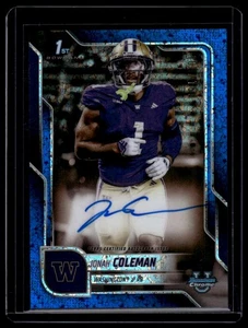 2025 Bowman University #BCA-JCO Jonah Coleman Auto Blu Mini-Diamante #/150 - Foto 1 di 2