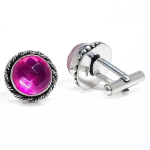 Gemelos de joyería enchapados en plata con topacio rosa místico para hombre T2518 F2670 M1541 T2388 - Imagen 1 de 5
