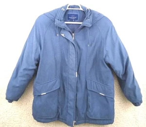 Macintosh Men’s XL Slate Blue Full Zip Suede Hoodie Jacket Snap Buttons Pockets - Picture 1 of 8