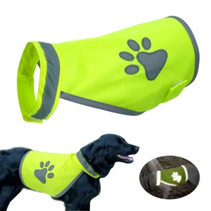 High Visibility Dog Safety Vest Reflective Hi Vis Jacket Coat Paw Print Harness - Picture 1 of 13