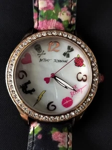 Betsey Johnson 50th Anniversary Leather Strap Rose Gold Watch Used Needs Battery - Picture 1 of 10