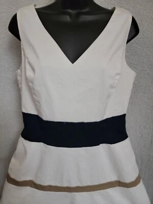 Kasper Womens Sundress Dress Size 10 White Black Brown Striped - Image 1 of 4