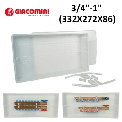 Cassetta in plastica per collettori 3/4" o 1" con coperchio GIACOMINI 332x272x86 - Immagine 1 di 4