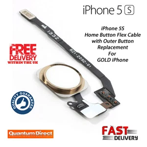For iPhone 5S SE Complete Home Button Replacement Cable Flex Repair GOLD & WHITE - Picture 1 of 3