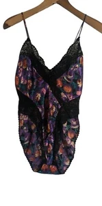 Vtg Polyester Super High-Waisted High Cut Lace Floral Bodysuit  Med - Bild 1 von 11