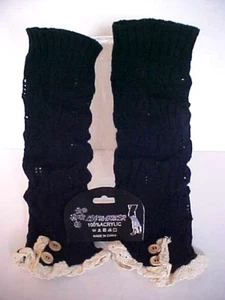 Elegantes botones calentadores de piernas tejidos con cable azul marino y borde de encaje XL - XXL NUEVO - Imagen 1 de 6