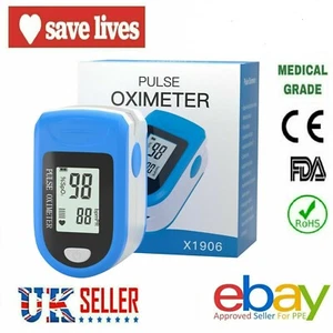 Fingertip Pulsoximeter Monitor Blutsauerstoff Sättigung Herzschlag SpO2 PR PI UK - Bild 1 von 7