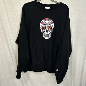 Vtg. Champion Reverse Weave DIA DE LOS MUERTOS Crew Black Sweatshirt men XL - Picture 1 of 8