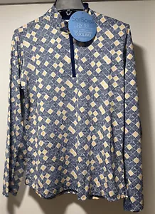 SanSoleil donna Solcool Sunshine Navy quarto di zip pull over. Grande. Nuovo con etichetta. - Foto 1 di 7