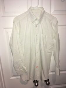 PRADA Men's Dress Button Down Shirt-Authentic Italy-White green pattern-15.75/40