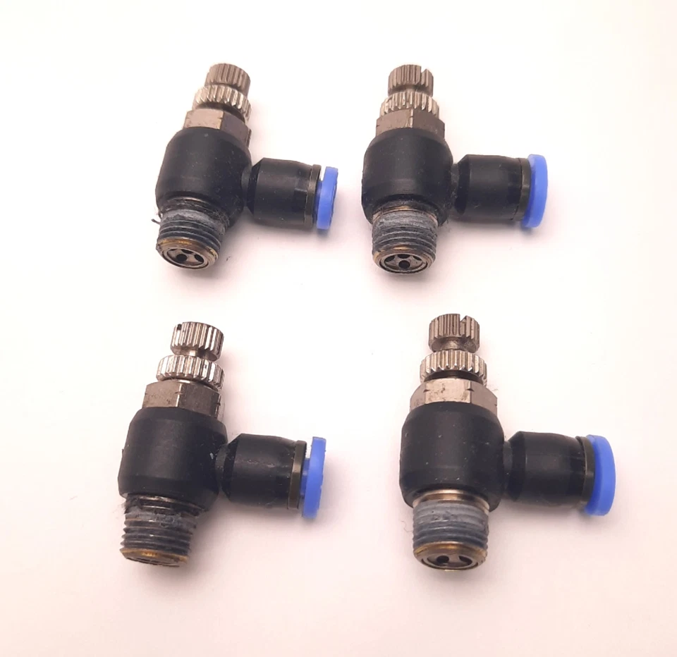 Lot of 4 SPC NSE 5/32-N01U-O EPNI Speed Controller Elbow 1/8" NPT to 5/32" Tube - Image 1 of 4