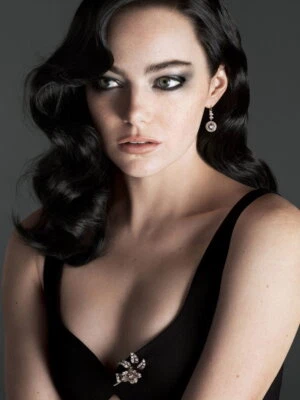 V7082 Emma Stone Black Dress Hot Nice Eyes Portrait Actress WALL POSTER PRINT UK - Image 1 of 4