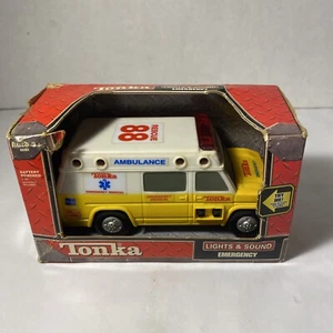 Tonka Lights And Sounds Emergency Yellow Ambulance #88 Original Box Free Ship! - Picture 1 of 5