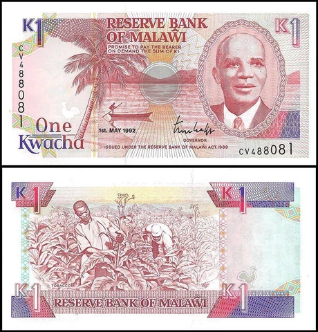 Malawi 1 Kwacha, 1992, P-23b, UNC Cover