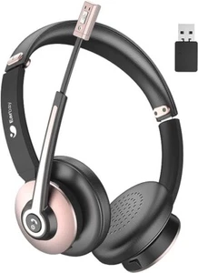 Headset with Wireless Mic Headphones Bluetooth Stereo for Wired Gaming Noise - Picture 1 of 13