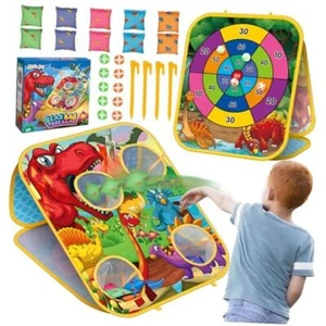 Bean Bag Toss Game Kids Outdoor Toys,Double-Sided Foldable Cornhole Dinosaur - Picture 1 of 7