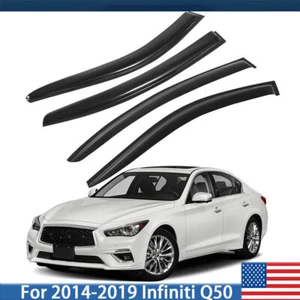 Para Infiniti Q50 JDM 2014-2019 4 piezas Visera de ventana tintada Viento Lluvia Protector solar Ventilación - Imagen 1 de 12