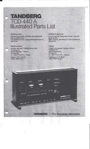 Tandberg Service Manual für TCD 440 A Illustrated Parts List Copy - Picture 1 of 1