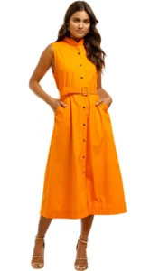 SWF Orange Sleeveless High Neck Midi Dress Pre owned Size 6 AU - Imagen 1 de 3