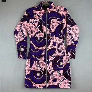 OFuure Dresss Size Small Purple Pink African Tribal Full Zip Lined Pockets NEW - Picture 1 of 14