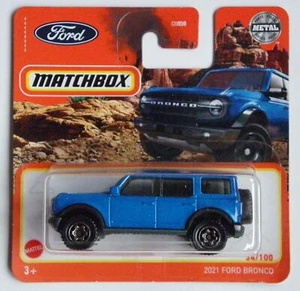 Matchbox #34 2021 FORD BRONCO Blue MINT SHORT CARD - Picture 1 of 1