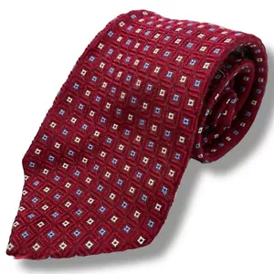 Ermenegildo Zegna Red White Blue Geometric Silk Neck Tie Length 60" Width 3.5" - Picture 1 of 3