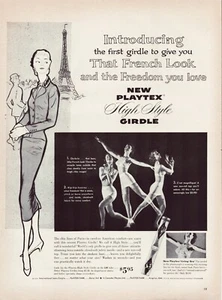 Print Ad Playtex Girdle 1955 French Look Full Page Large Magazine 10.5"x13.5" - Picture 1 of 1