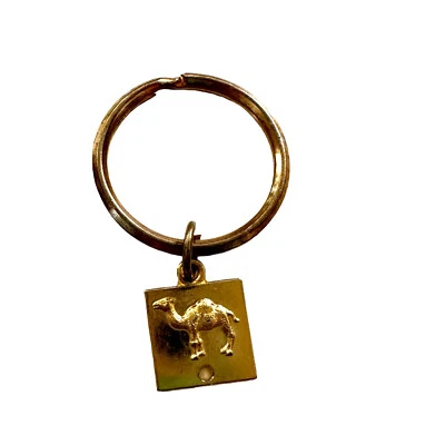 RJRT Camel Key Chain Keyring Gold Tone Square Charm 1988 Vintage NEW - Image 1 of 2