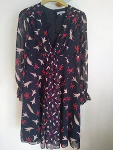 Celia Birtwell for John Lewis Kleid Gr. 12. Seide, Langarm, schwarz rot creme - Bild 1 von 6